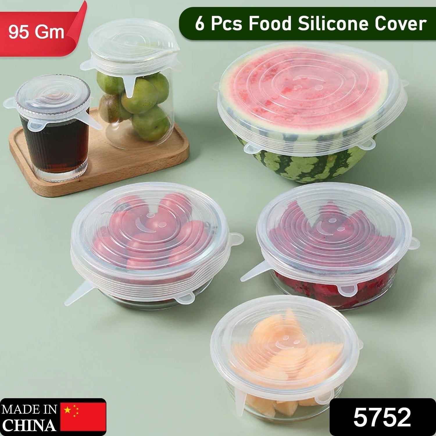 Silicone Stretch Lids, Microwave & Freezer Safe Food Covers (6 Pcs Set /95 Gm ) - Image 2