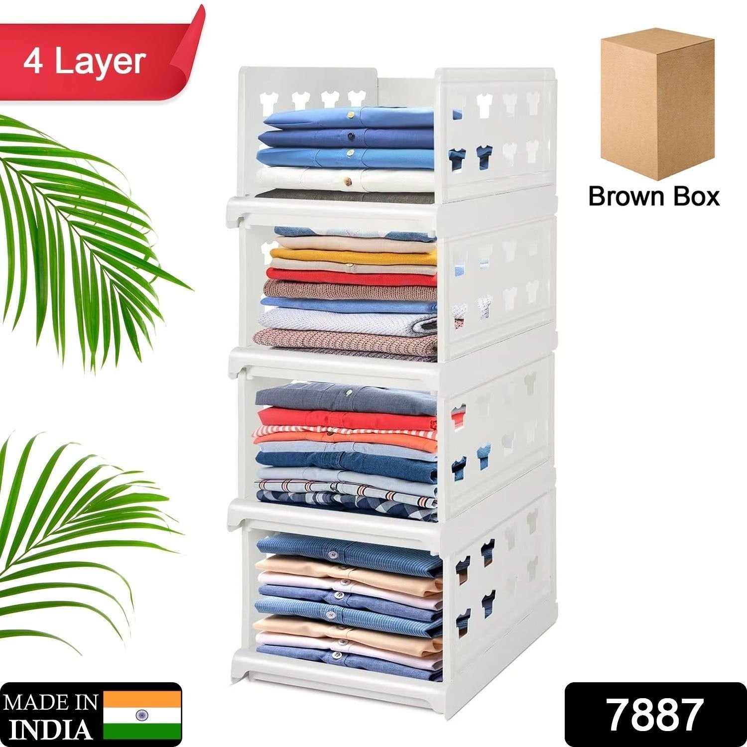 4-Layer Stackable Foldable Storage Organizer Cart for Kitchen, Closet, Bedroom & Bathroom - Image 2