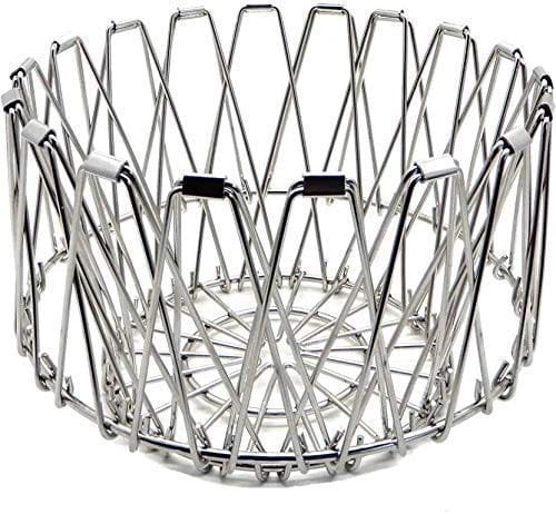 Multipurpose Fruit Basket Stainless Steel Wire Bowl Foldable Basket for Vegetable / Fruits / Dining - Image 6