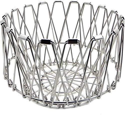 Multipurpose Fruit Basket Stainless Steel Wire Bowl Foldable Basket for Vegetable / Fruits / Dining - Image 3