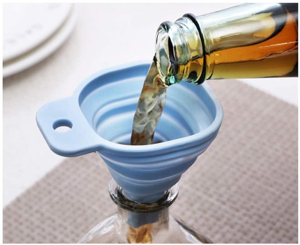Flexible Silicone Foldable Kitchen Funnel for Liquid / Powder Transfer Hopper Food (Small)