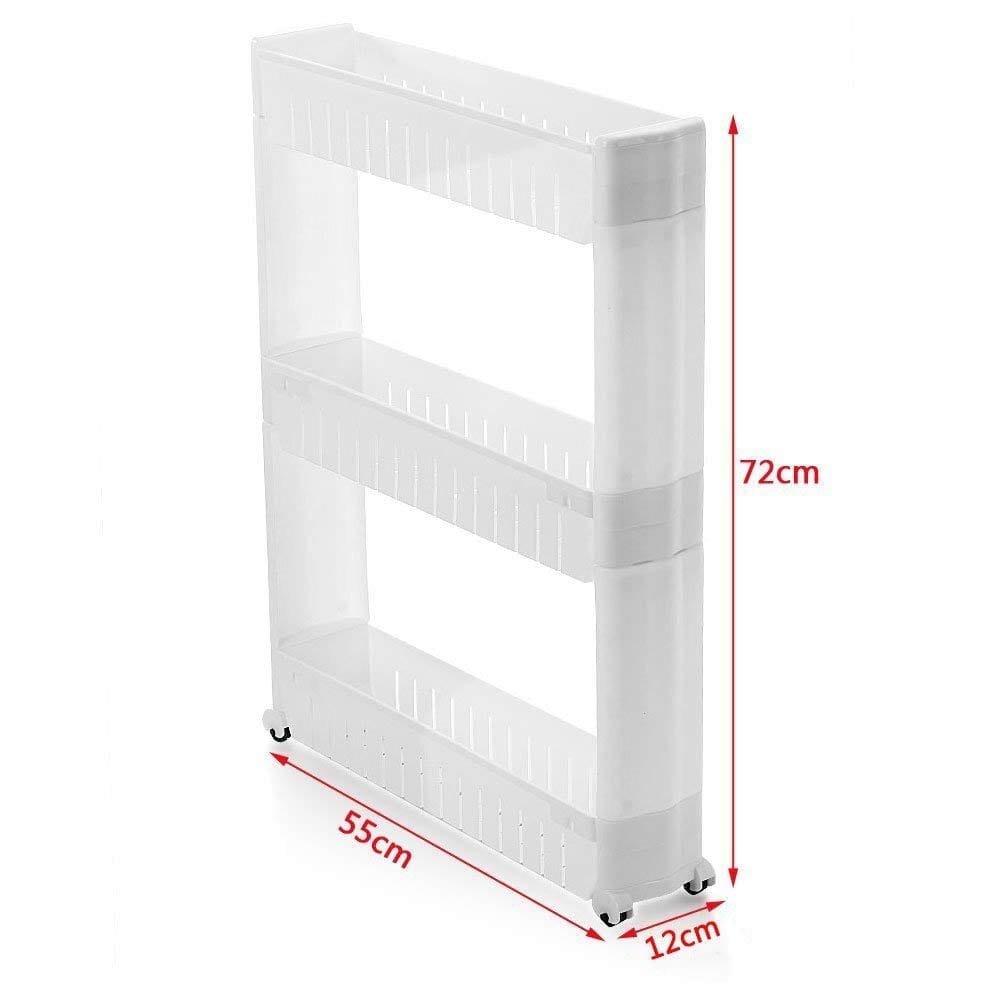 Multipurpose 3 Layer Slim Side Space Saving Storage Organizer Rack Shelf - Image 3