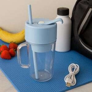 2 In1 Portable Crusher Juicer With Handle & Straw for Smoothie Sipper USB Rechargeable (340 ml) 6 Stainless Steel Blades Compact Juicer Mixer, Juicer