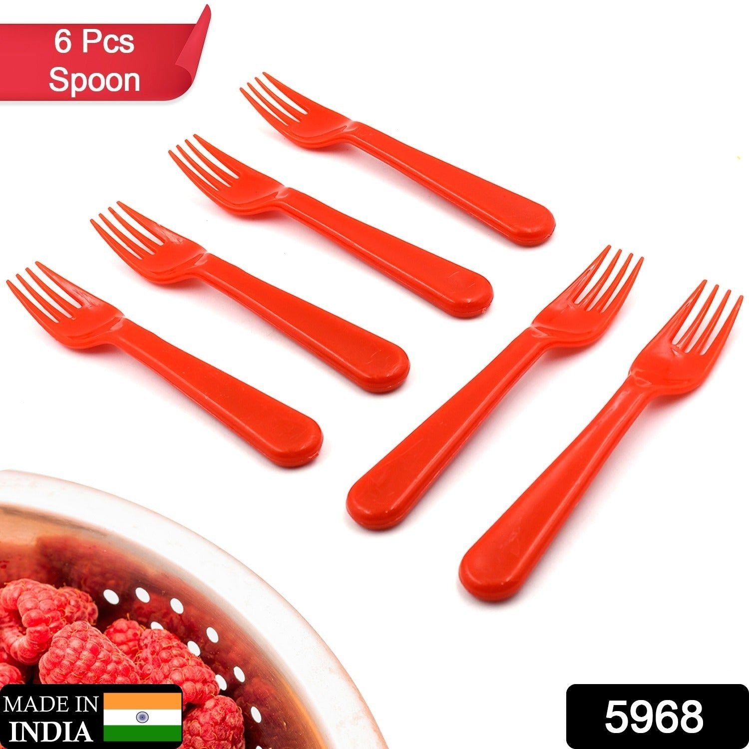 Plastic Fork Spoon, Fork Spoon Set, Fruit Fork Spoon Set | Baby Fork Spoon/Vegetable Fork Spoon, Plastic Salad Spoon, Dessert Spoon (6pc set) | Assort - Image 2