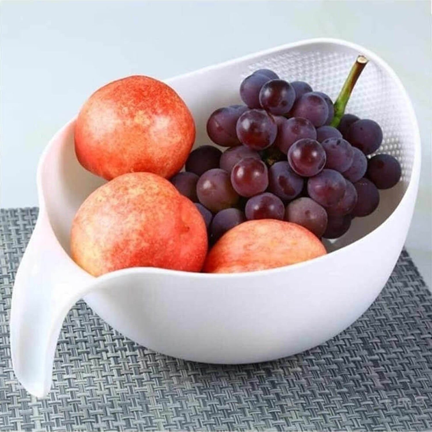 Plastic Rice Bowl / Food Strainer Thick Drain Basket with Handle for Rice, Vegetable & Fruit. (1Pc) - Image 6