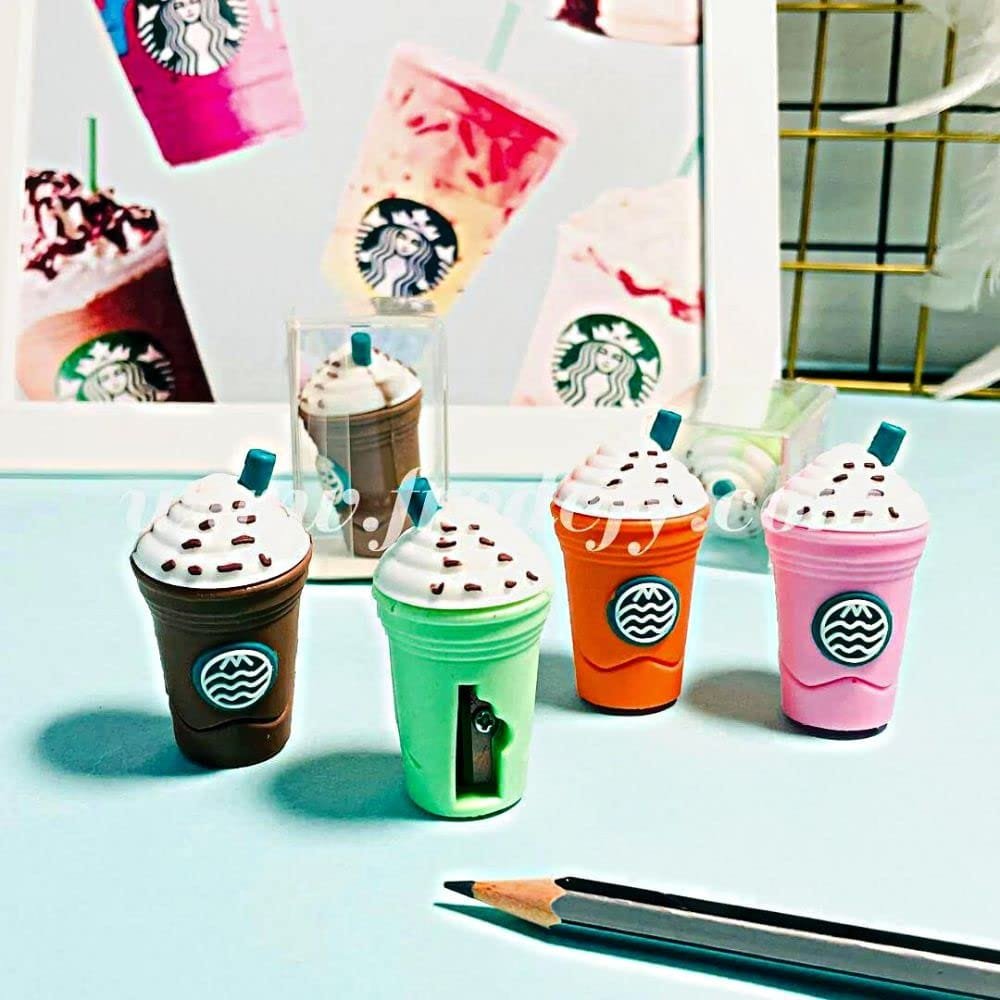 2In1 3D Cute Coffee Or Ice cream Shape sharpner Like Rotary Manual Pencil Sharpener for Kids Ice Cream Style Office School Supplies, Back to School Gi - Image 3
