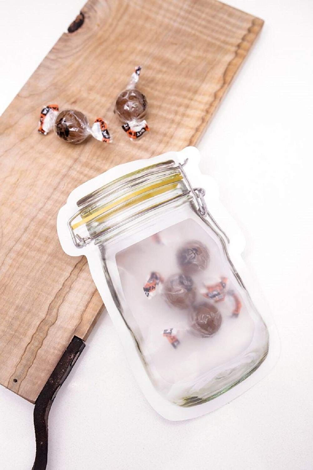 Reusable Airtight Seal Plastic Food Storage Mason Jar Zipper (150ml) - Image 4