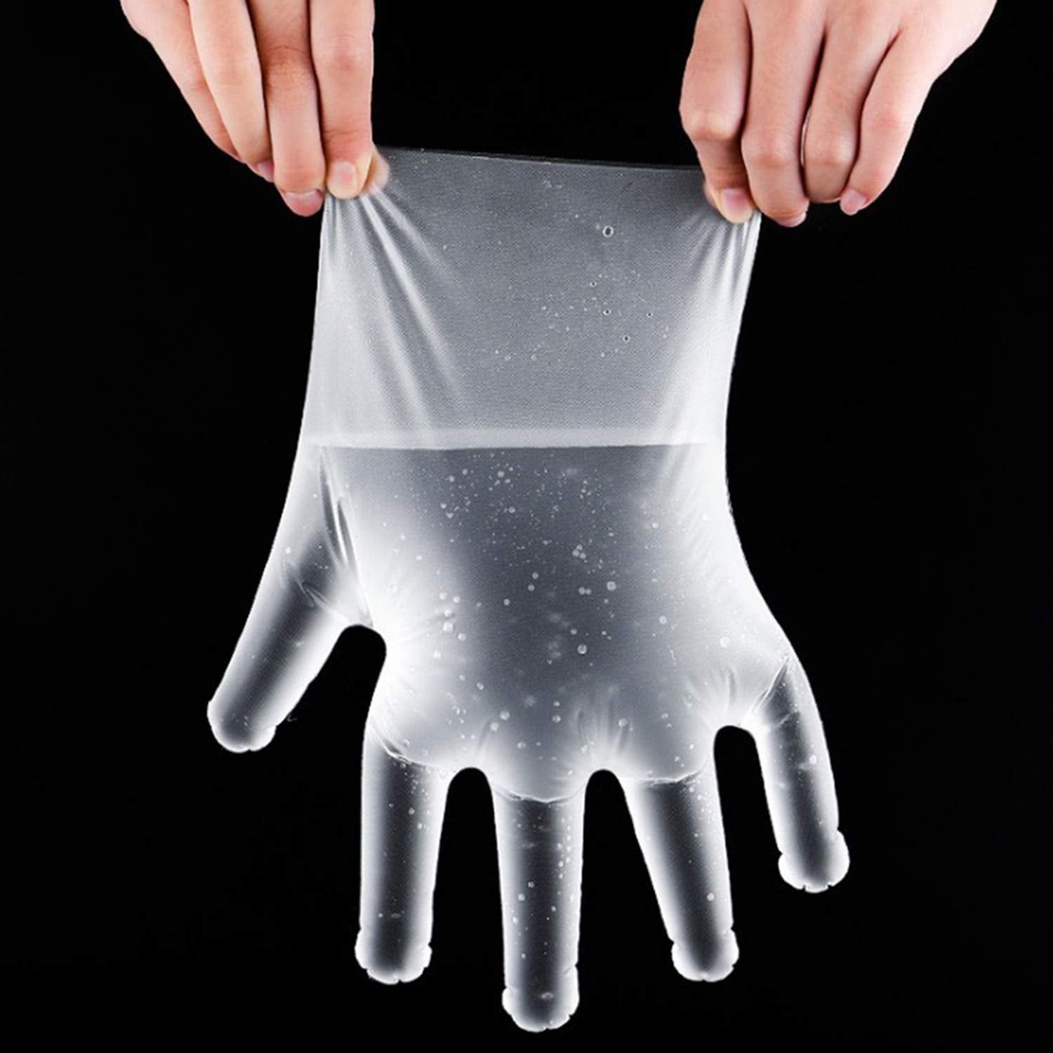 Plastic Transparent Disposable Clear Gloves (White) (100Pc) - Image 8