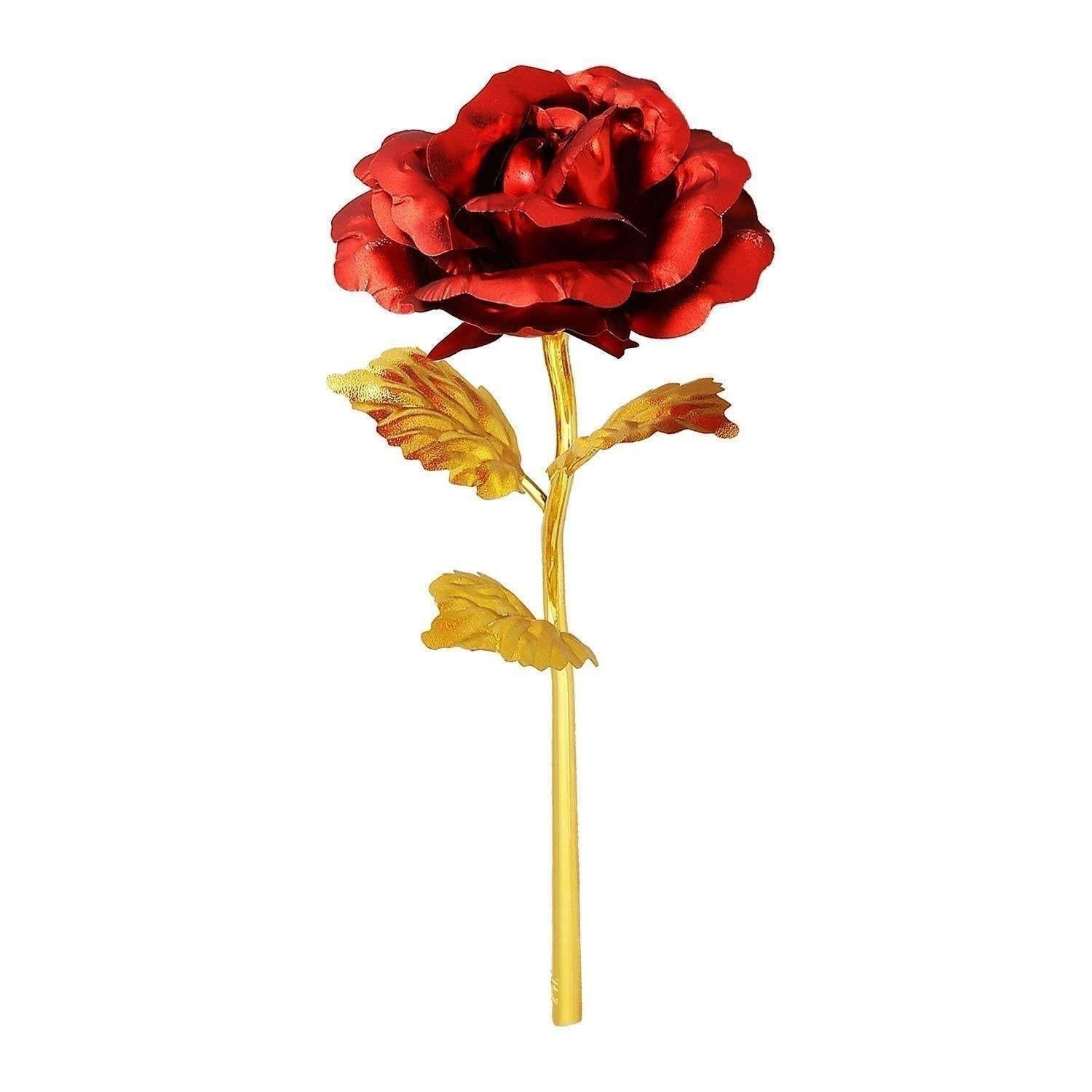 24K Artificial Golden Rose / Gold Red Rose with Gift Box (10 inches) - Image 5