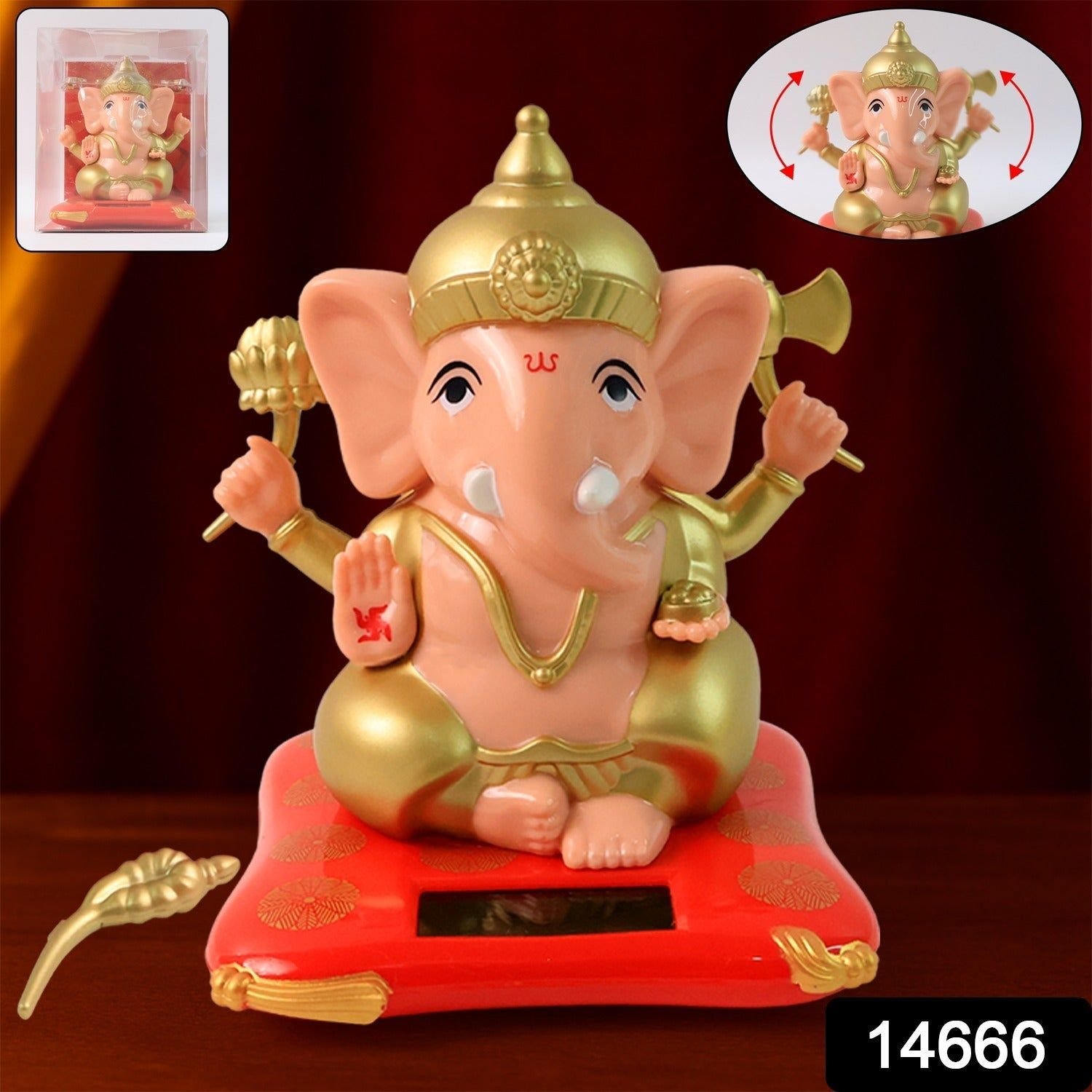 Solar-Powered Dancing Ganesha Idol – Decorative Lord Ganpati Showpiece with Movement - Image 2