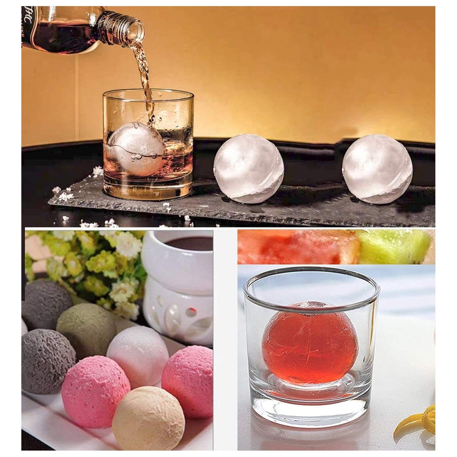 Ice Trays for Freezer Whiskey Ice Cube Plastic Ball Maker Mold Sphere Mould 4 Holes New Ice Balls Party Brick Round Tray Bar Tool ice for Whiskey - Image 5