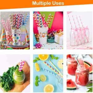Home Paper Straws Durable & Eco-Friendly Colorful - Drinking Straws & Party Decoration Supplies, Adorable Solid Color Food Grade Paper Straws for Birt