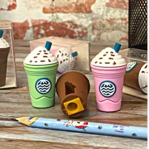 2In1 3D Cute Coffee Or Ice cream Shape sharpner Like Rotary Manual Pencil Sharpener for Kids Ice Cream Style Office School Supplies, Back to School Gi