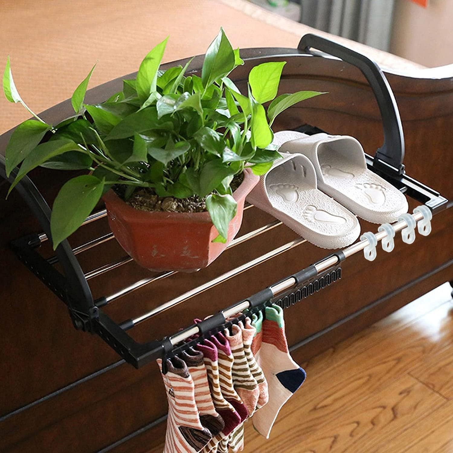 Adjustable Folding Clothes Drying Racks Hanger Shelf - Image 3