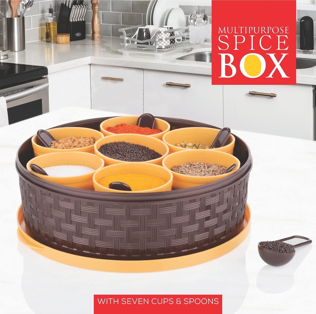 Round Plastic Masala Spice Box - Image 3