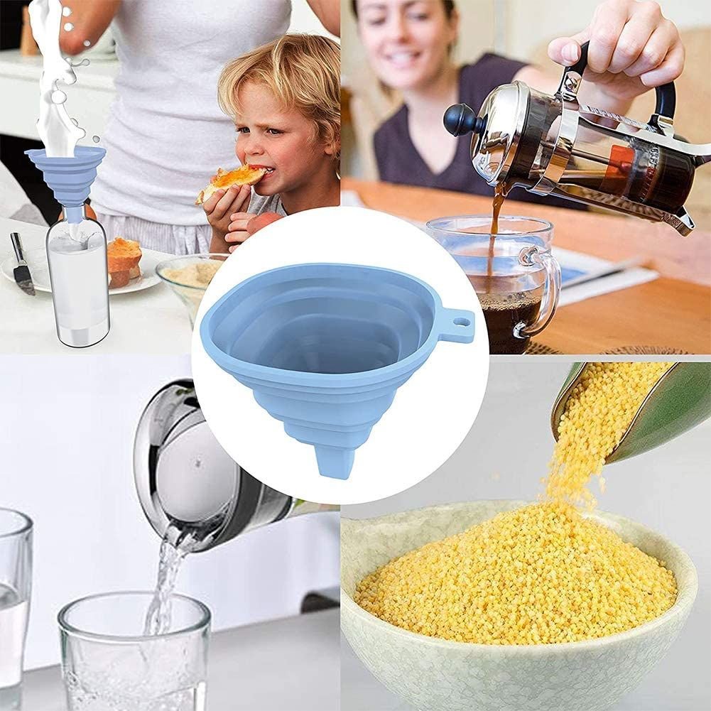 Flexible Silicone Foldable Kitchen Funnel for Liquid / Powder Transfer Hopper Food (Small) - Image 8