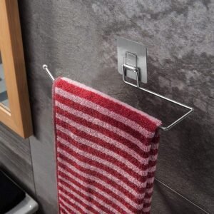 Stainless Steel Drill Free Self-Adhesive Paper Roll Holder Tissue Paper Stand Towel Bar Hanger Kitchen Towel Holder for Kitchen Bathroom Toilet (Pack