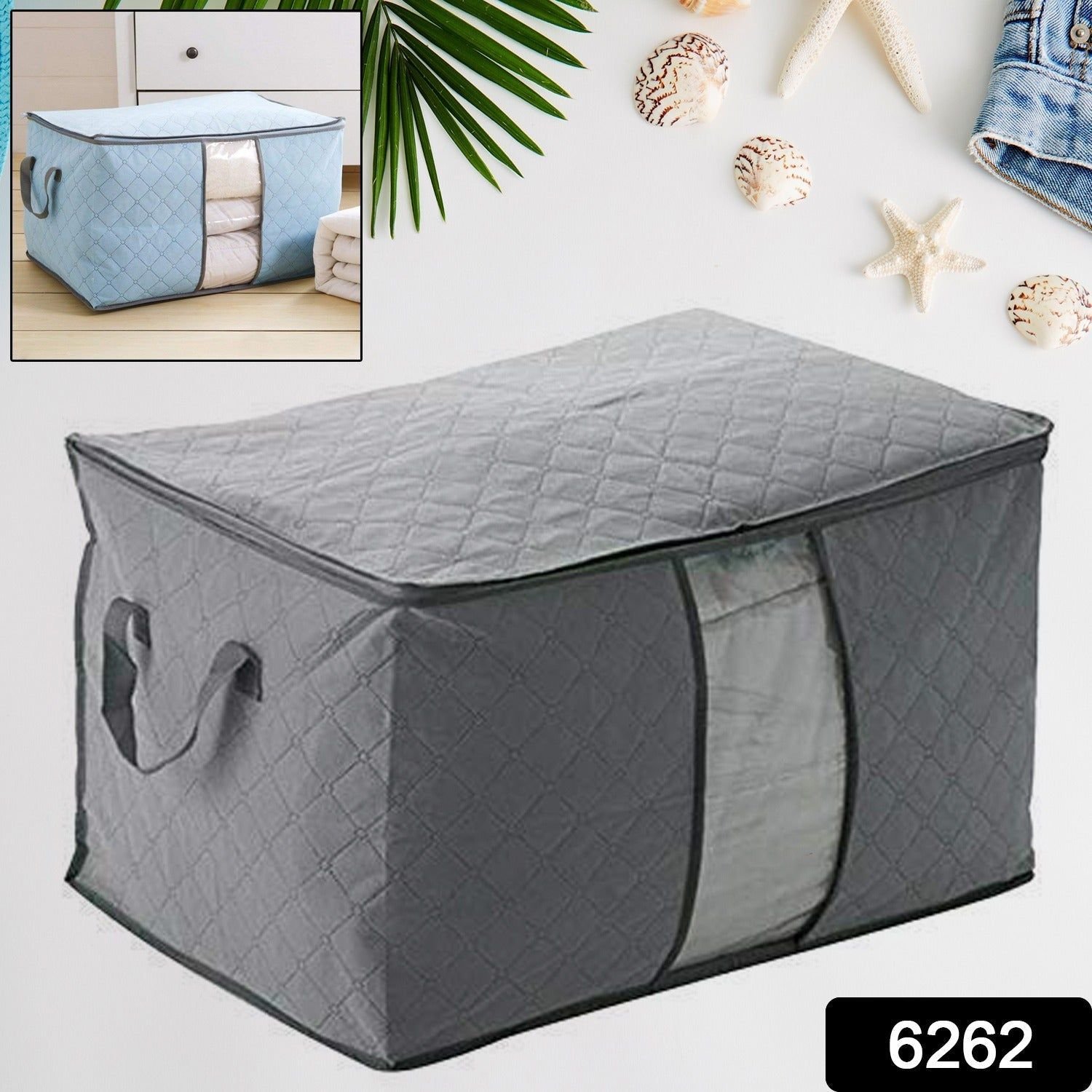 Premium Quilted Foldable Storage Bag with Transparent Window - Image 2
