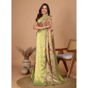 Generic Women's Jacquard Saree With Unstitched Blouse 5.5Mtr (Multicolor)