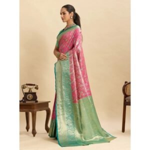 Generic Women's Faux_Banarasi_Silk Woven Saree With Unstitched Blouse 5.5Mtr (Pink)