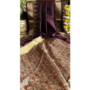 Generic Women's Tussar Silk Madhubani Saree With Unstitched Blouse 5.5Mtr (Coffee)