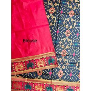 Generic Women's Patola Silk Meena And Zari Woven Saree With Unstitched Blouse 5.5Mtr (Navy)