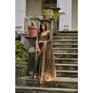 Generic Women's Silk_Blend Butti Pattern Saree With Unstitched Blouse 5.5Mtr (Coffee)