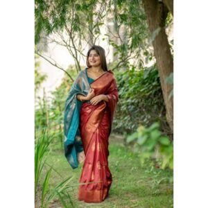 Generic Women's Katan_Silk Zari_Weaving Saree With Unstitched Blouse 5.5Mtr (Maroon)