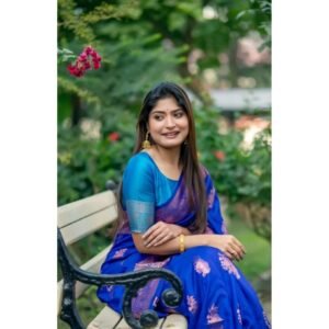 Generic Women's Katan_Silk Zari_Weaving Saree With Unstitched Blouse 5.5Mtr (Royal_Blue)