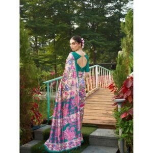 Generic Women's Faux_Tussar Kalamkari_Print Saree With Unstitched Blouse 5.5Mtr (Green)