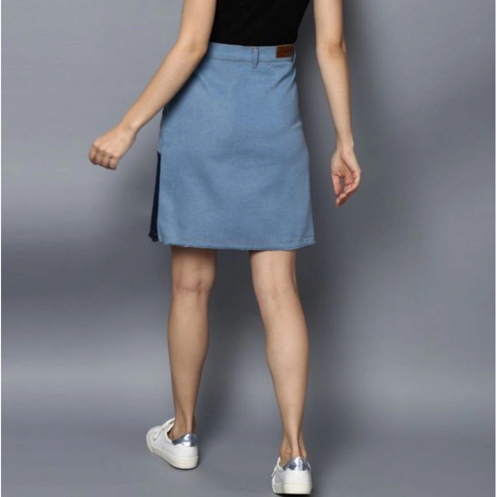 Generic Women's Denim Brick Style Buttoned Skirt (Blue) - Image 2