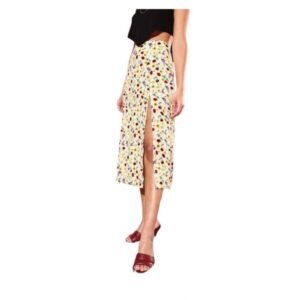 Generic Women's Polyester Floral Side Zip Skirt (Multicolor)