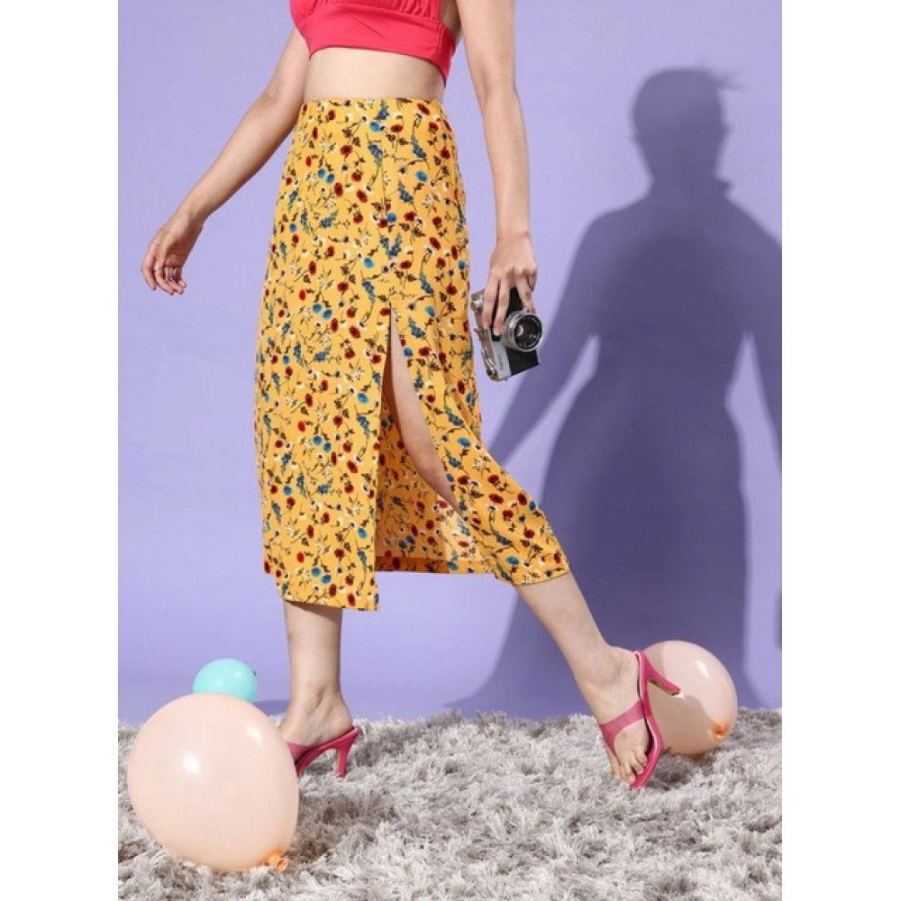 Generic Women's Polyester Floral Side Zip Skirt (Multicolor) - Image 3