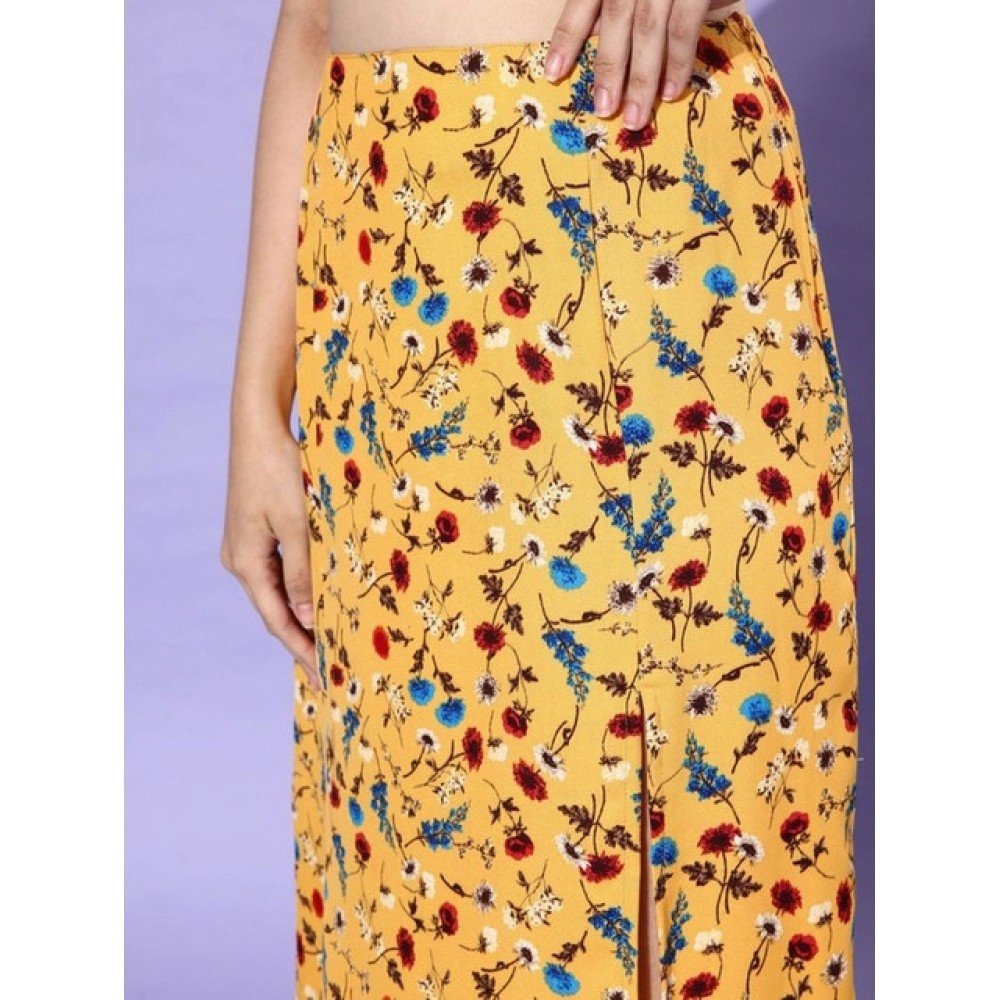 Generic Women's Polyester Floral Side Zip Skirt (Multicolor) - Image 4