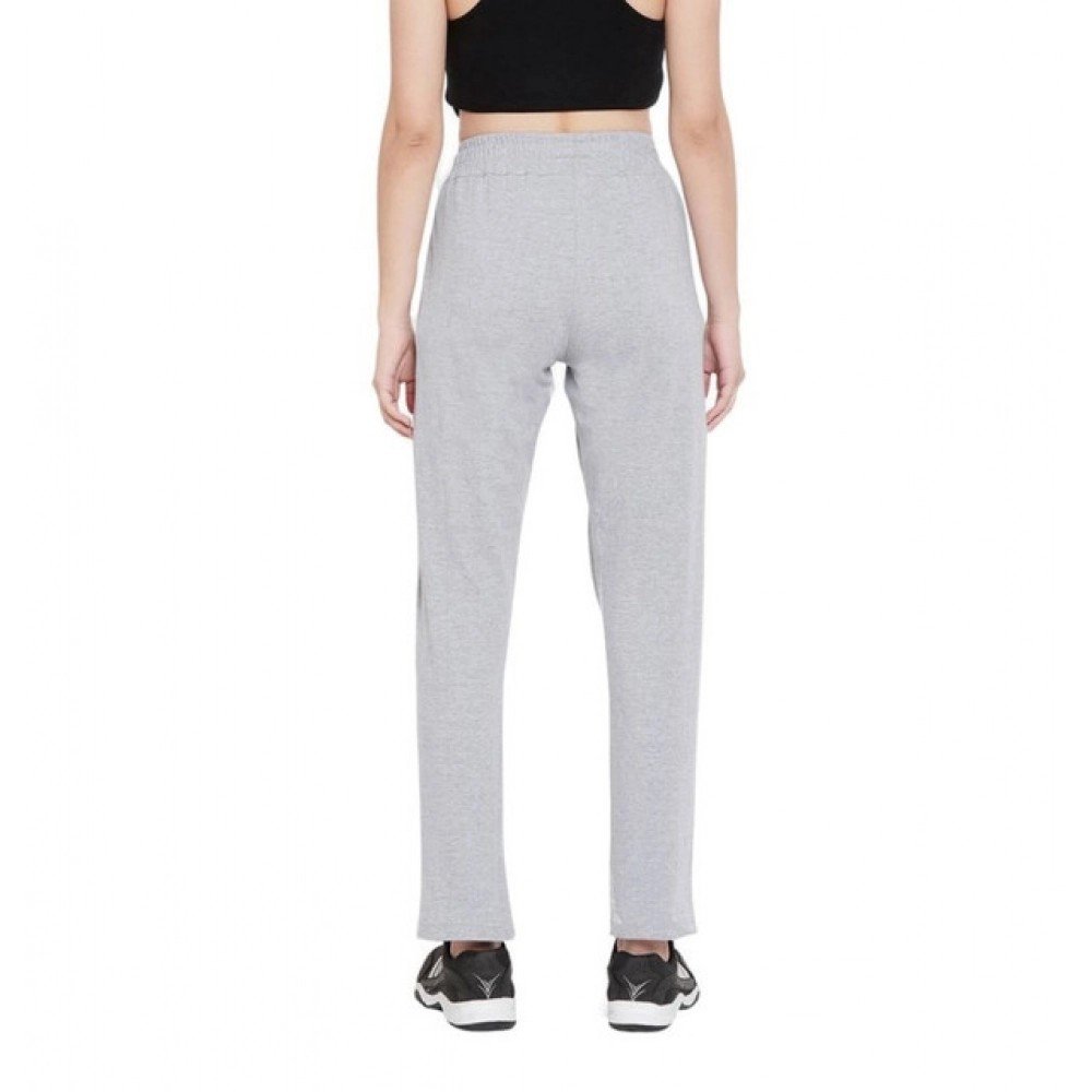 Generic Women's Cotton Solid Elasticated Track Pants (Light Grey) - Image 2