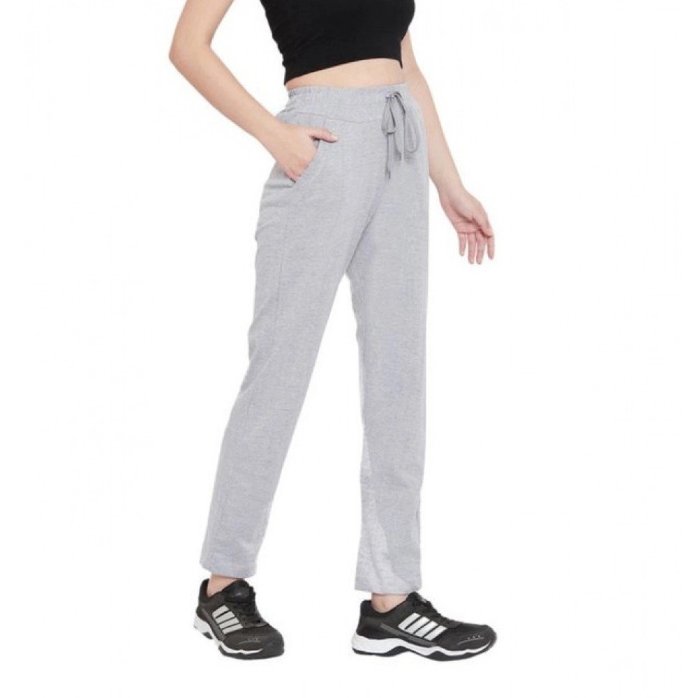 Generic Women's Cotton Solid Elasticated Track Pants (Light Grey) - Image 4