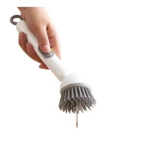 Generic TPR-Plastic Solid Electric Liquid Soap Dispensing Cleaning Brush with Handle (Grey-White)