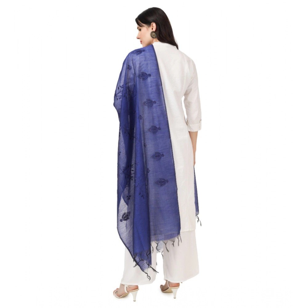 Generic Women's Cotton Embroidered Dupatta (Blue, Length: 2.25 to 2.50 Mtr) - Image 2
