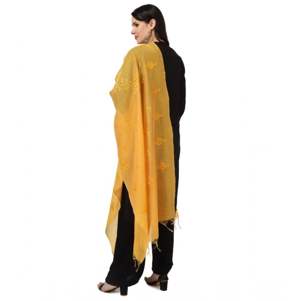 Generic Women's Cotton Embroidered Dupatta (Yellow, Length: 2.25 to 2.50 Mtr) - Image 2