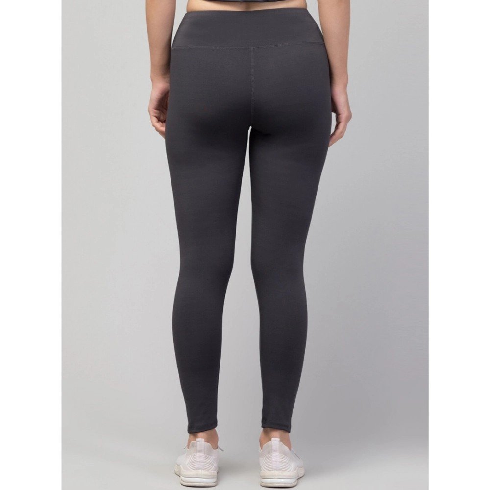Generic Women's Polyester Solid Ankle Length High-Rise Tights (Grey) - Image 2
