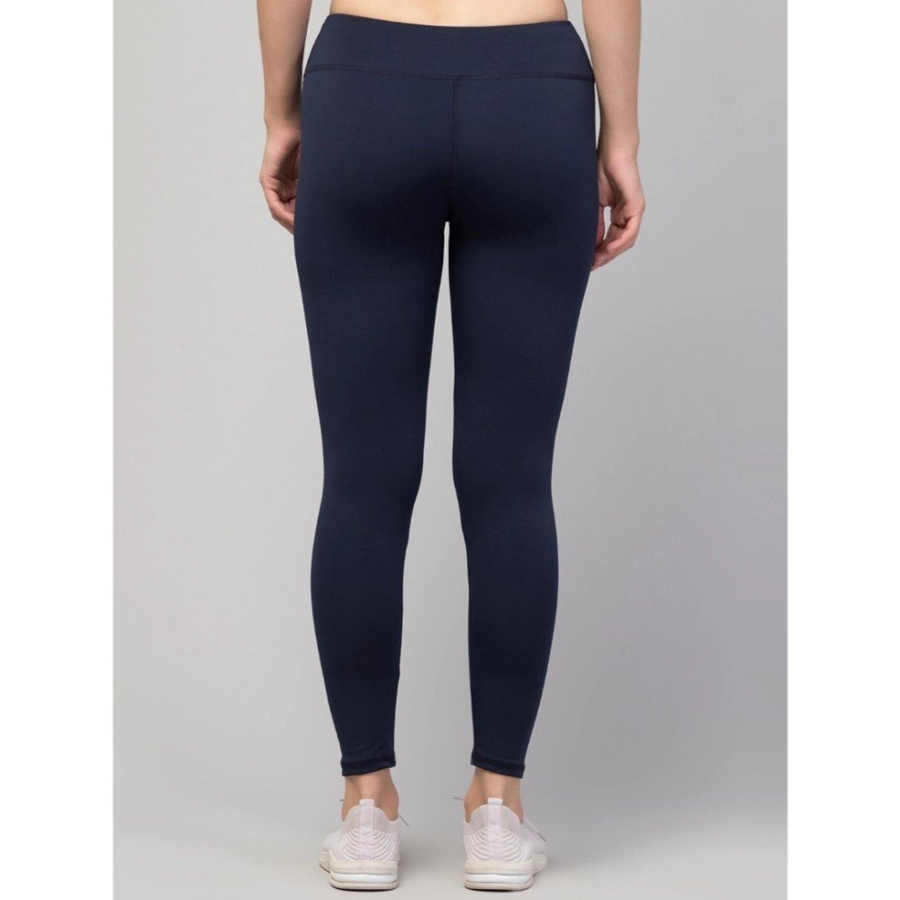 Generic Women's Polyester Solid Ankle Length High-Rise Tights (Navy) - Image 2