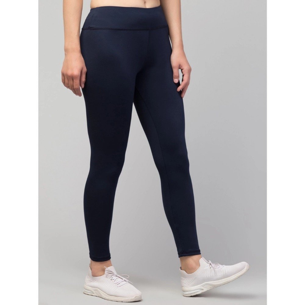 Generic Women's Polyester Solid Ankle Length High-Rise Tights (Navy) - Image 3