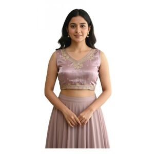 Generic Women's Zimmi Choo Embroidered V-Neck Padded Blouse (Lavender 38 Ready (Self Alterable 36���40)