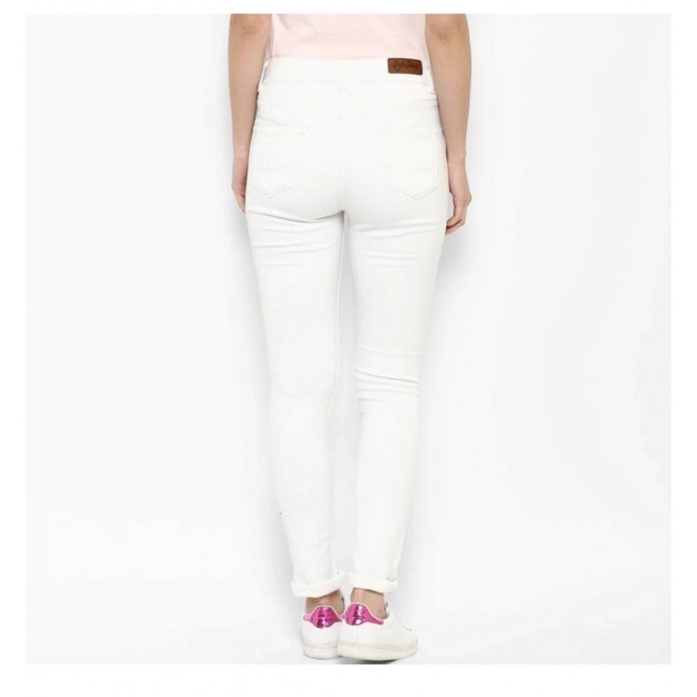 Generic Women's Denim Solid Buttoned Jeans (White) - Image 2