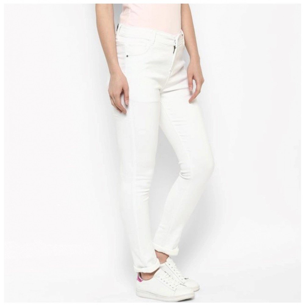 Generic Women's Denim Solid Buttoned Jeans (White) - Image 4