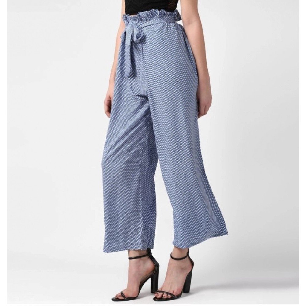 Generic Women's Polyester Striped Elasticated Trousers (Blue) - Image 3