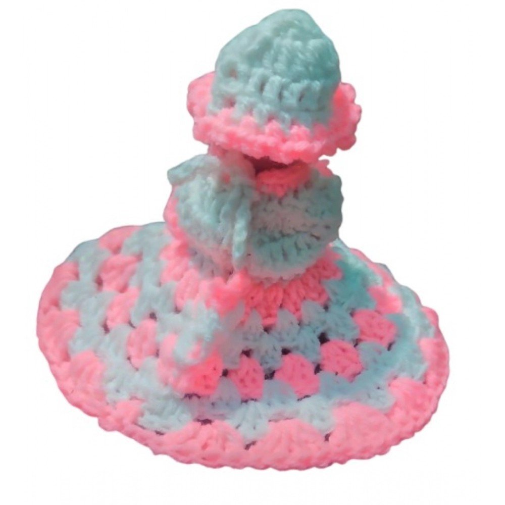 Generic Laddu Gopal Tharad Dress Size: 0 To 6 (White-Baby Pink) - Image 2