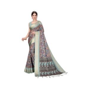 Generic Women's Cotton Silk Printed Saree With Unstitched Blouse 5.5Mtr��(Multicolor)