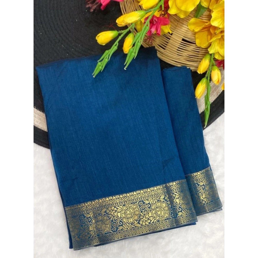 Generic Women's Vichitra Silk Printed Saree With Unstitched Blouse 5.5Mtr��(Rama)