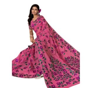 Generic Women's Georgette Printed Saree With Unstitched Blouse 5.5Mtr��(Pink)